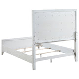 Marielle Distressed White Queen Upholstered Panel Bed