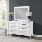 Marielle Distressed White 6-Drawer Dresser With Mirror
