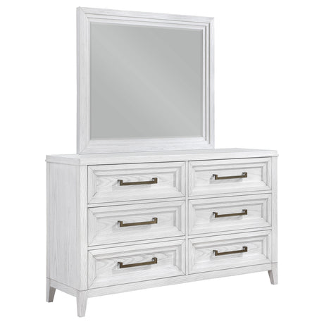 Marielle Distressed White 6-Drawer Dresser With Mirror