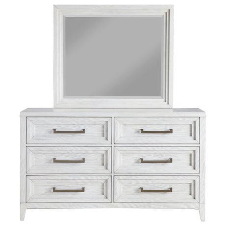 Marielle Distressed White 6-Drawer Dresser With Mirror