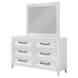 Marielle Distressed White 6-Drawer Dresser With Mirror