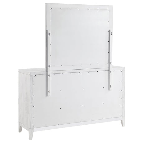 Marielle Distressed White 6-Drawer Dresser With Mirror