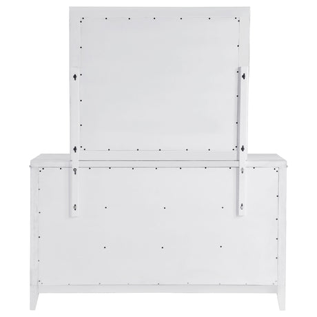 Marielle Distressed White 6-Drawer Dresser With Mirror