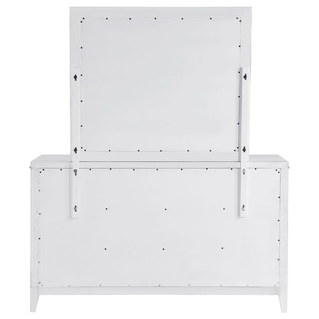 Marielle Distressed White 6-Drawer Dresser With Mirror