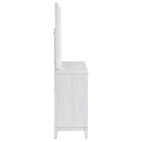 Marielle Distressed White 6-Drawer Dresser With Mirror