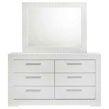 Ives White High Gloss 6-Drawer Dresser And Mirror