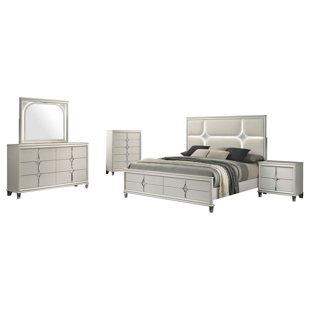 Olivia Pearl White 5-Piece Eastern King Bedroom Set