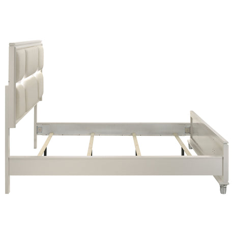 Olivia Pearl White California King Panel Bed Led Headboard