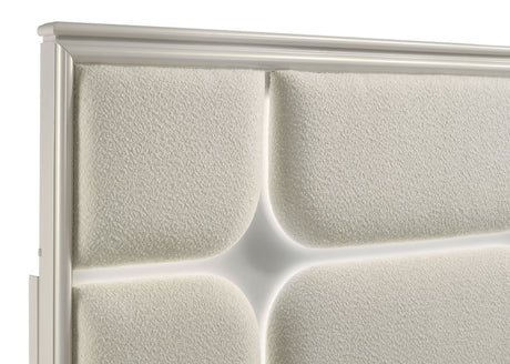Olivia Pearl White California King Panel Bed Led Headboard