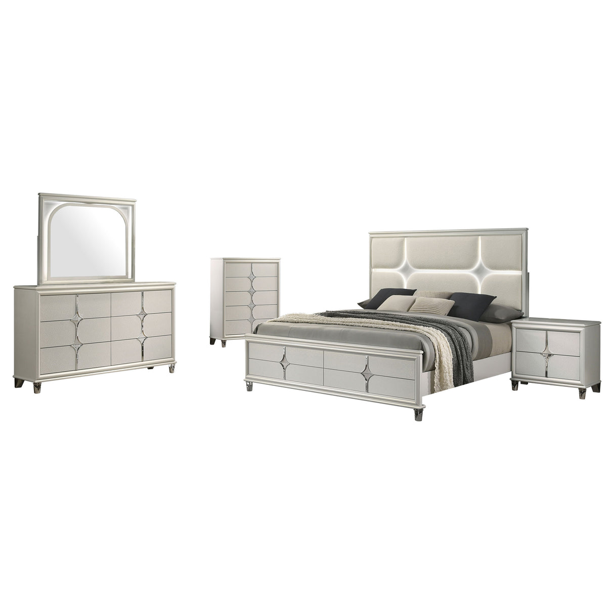 Olivia Pearl White 5-Piece Queen Bedroom Set