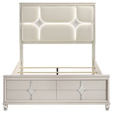 Olivia Pearl White Queen Panel Bed Led Headboard