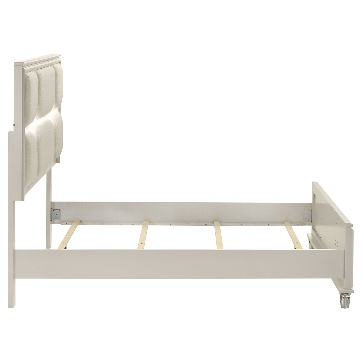 Olivia Pearl White Queen Panel Bed Led Headboard