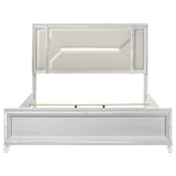 Marmore White 64-Inch Eastern King Panel Bed Led Headboard
