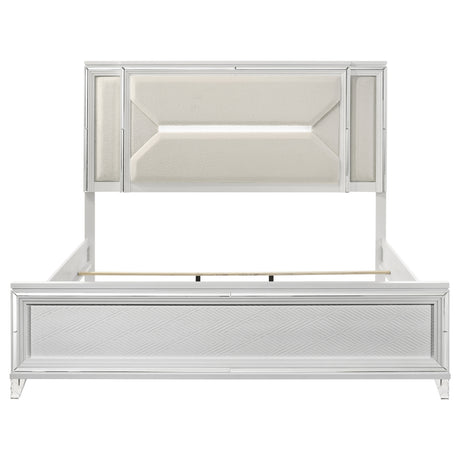 Marmore White 64-Inch Eastern King Panel Bed Led Headboard