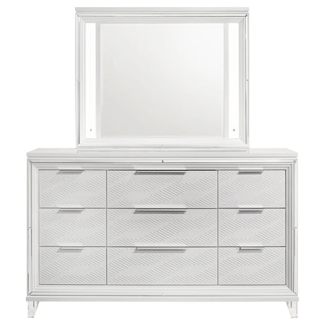 Marmore White 9-Drawer Dresser And Led Mirror