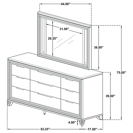 Marmore White 9-Drawer Dresser And Led Mirror