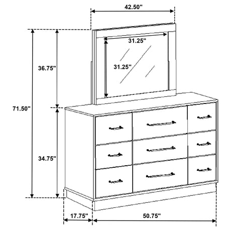 Fenwick Grey Oak/Almond 9-Drawer Dresser With Mirror Oak