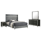 Lucia Grey 4-Piece Eastern King Bedroom Set Grey Black