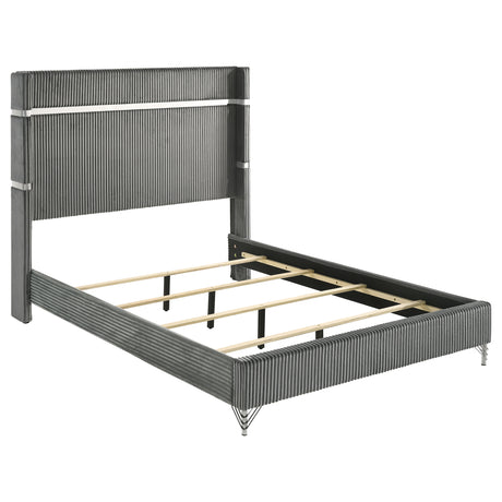 Lucia Grey 4-Piece Eastern King Bedroom Set Grey Black