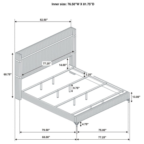 Lucia Grey 4-Piece Eastern King Bedroom Set Grey Black