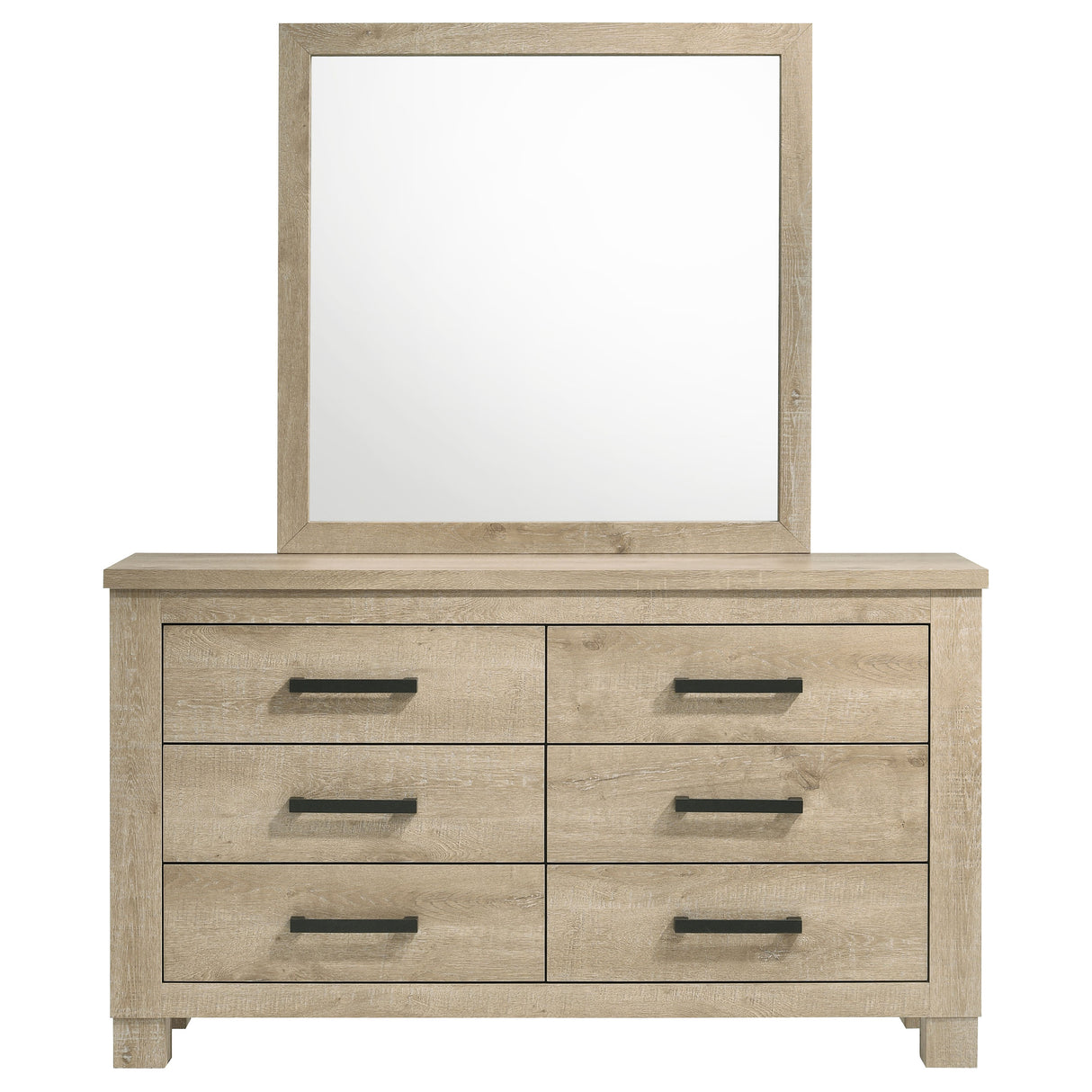 Oakglen 6-drawer Bedroom Dresser and Mirror Weathered Oak