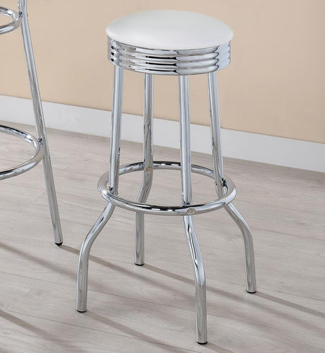 Theodore Upholstered Top Bar Stools White And Chrome (Set Of 2)