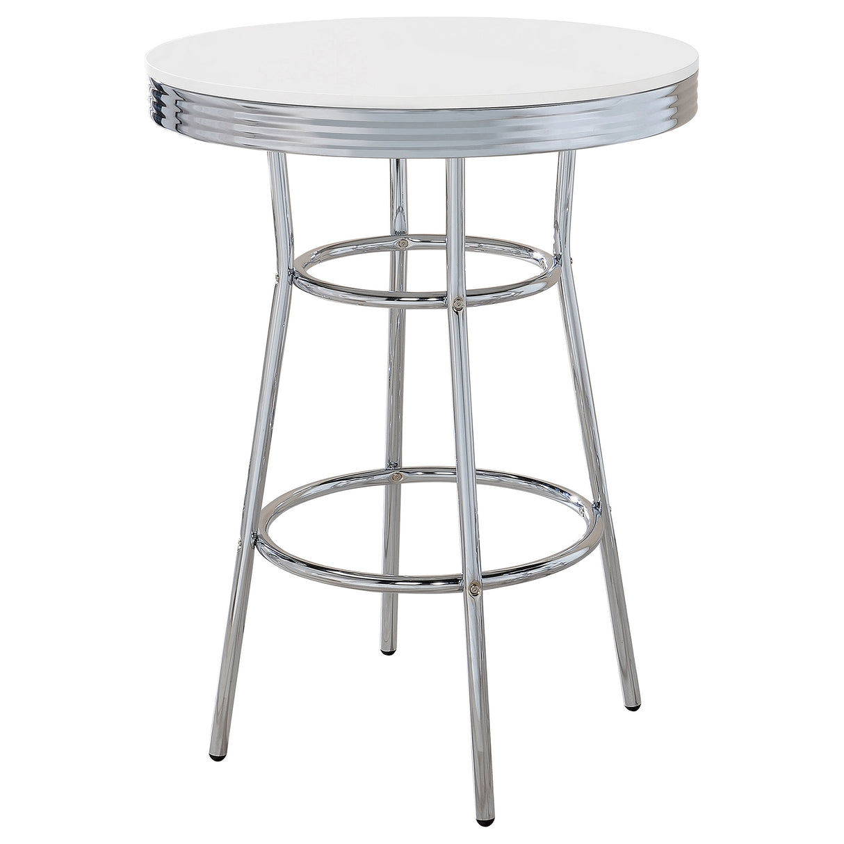 Theodore Round Bar Table Chrome And Glossy White