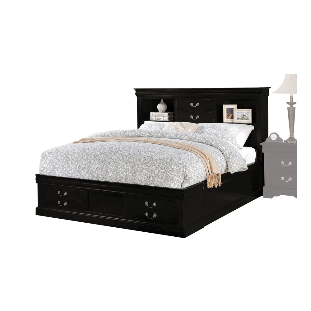 Louis Black Finish Philippe Iii Queen Bed
