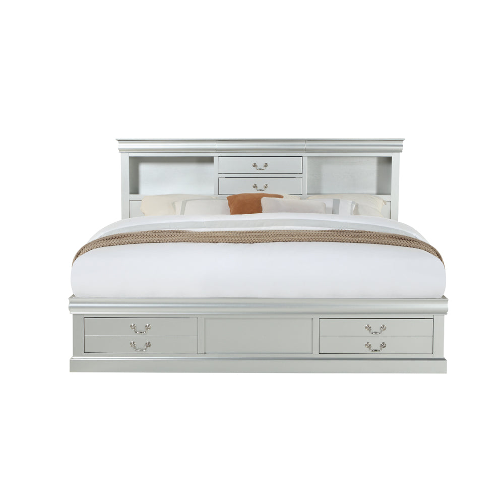 Louis Platinum Finish Philippe Iii Queen Bed