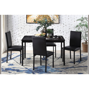 Tempe Black Dining Table, Faux Marble Top