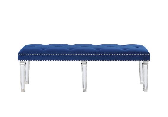 Varian Blue Velvet & Mirrored Bench