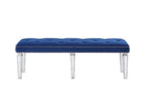 Varian Blue Velvet & Mirrored Bench