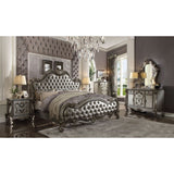 Versailles Silver Synthetic Leather & Antique Platinum Finish Ii Eastern King Bed