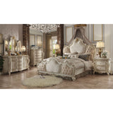 Picardy Fabric & Antique Pearl Finish Eastern King Bed