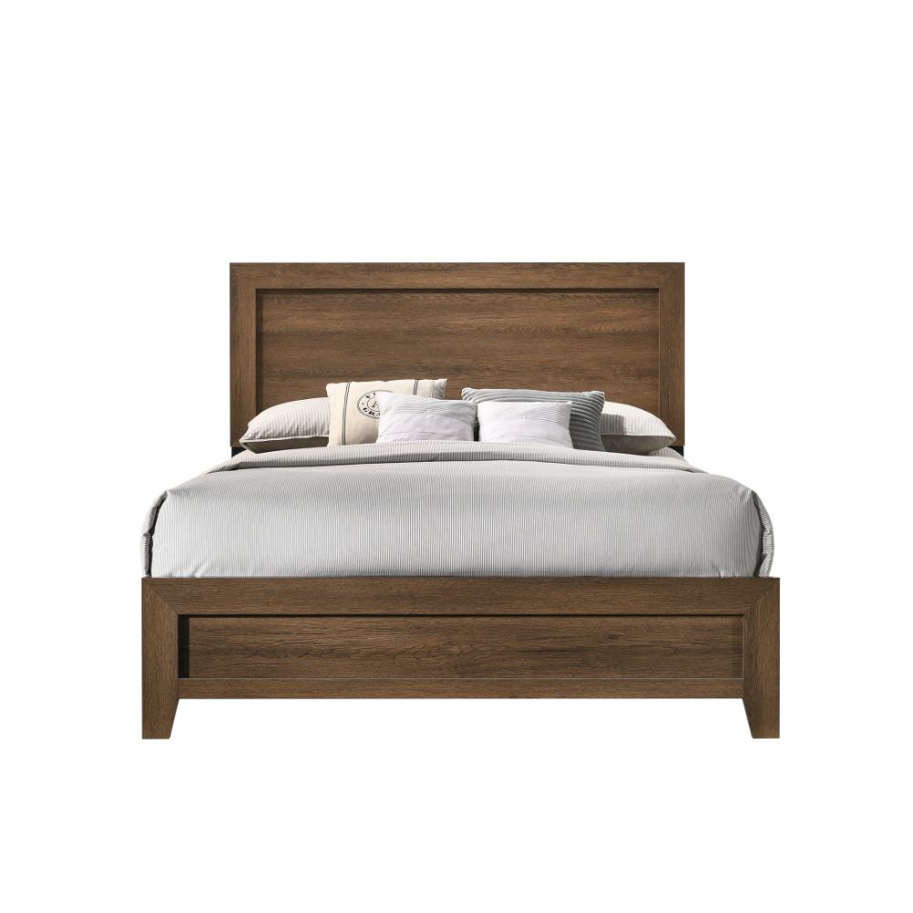 Miquell Oak Finish Queen Bed