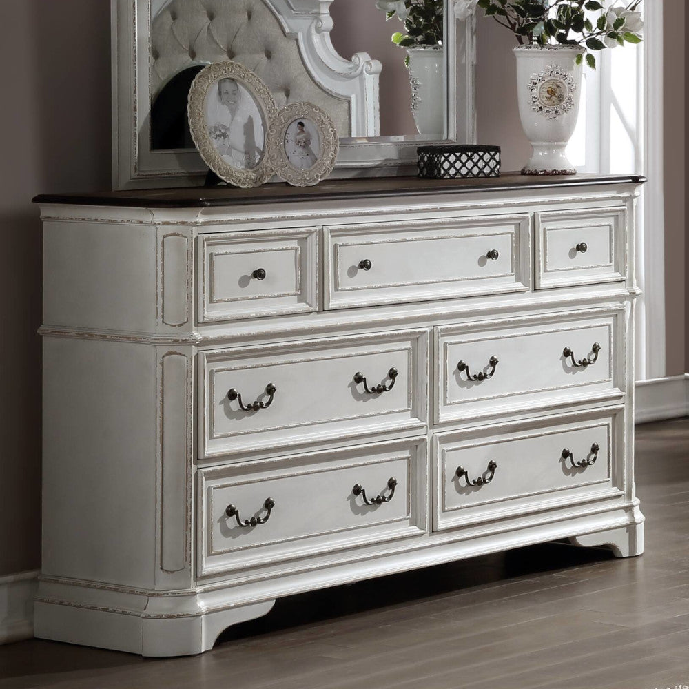 Florian Antique White & Oak Finish Dresser