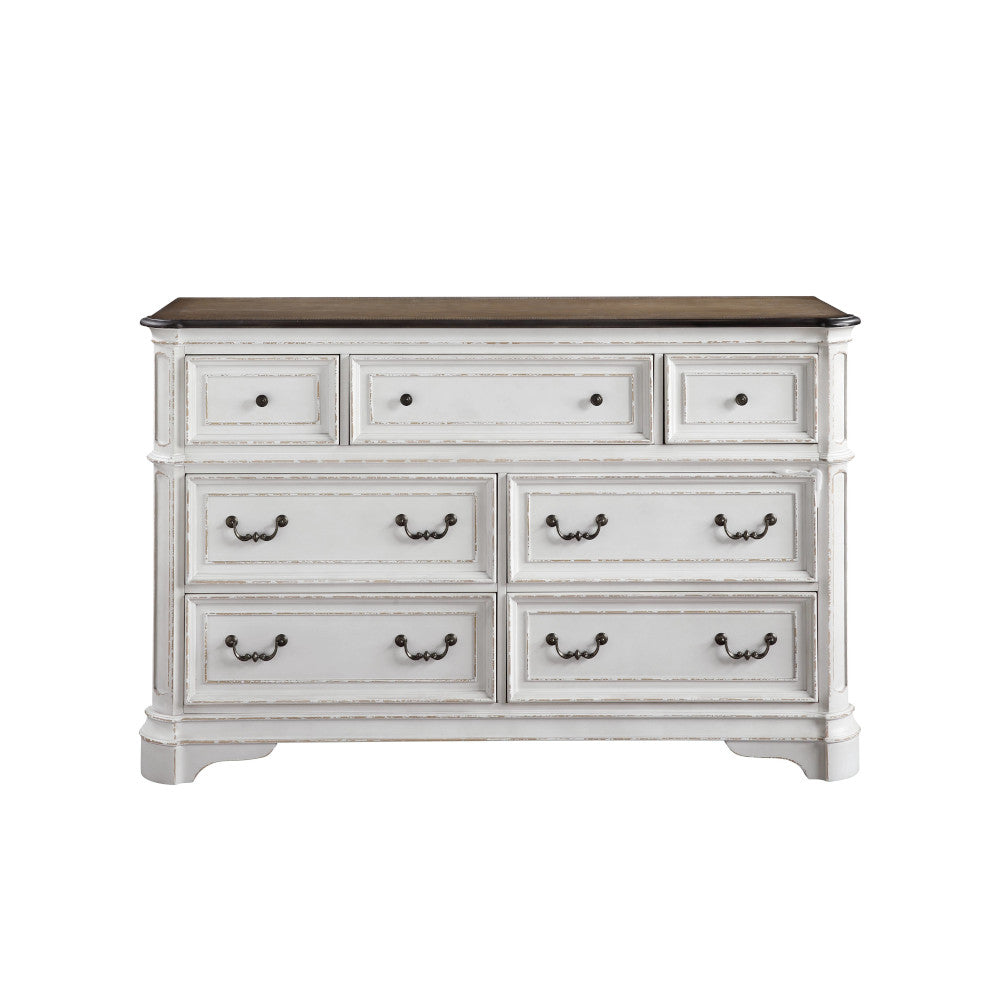 Florian Antique White & Oak Finish Dresser