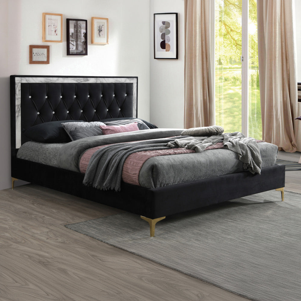 Rowan Black Fabric Queen Bed