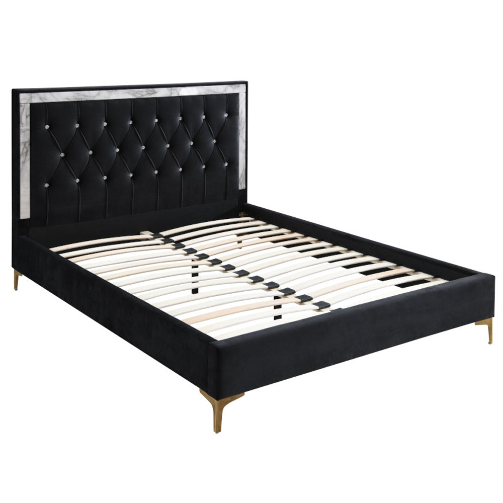 Rowan Black Fabric Queen Bed