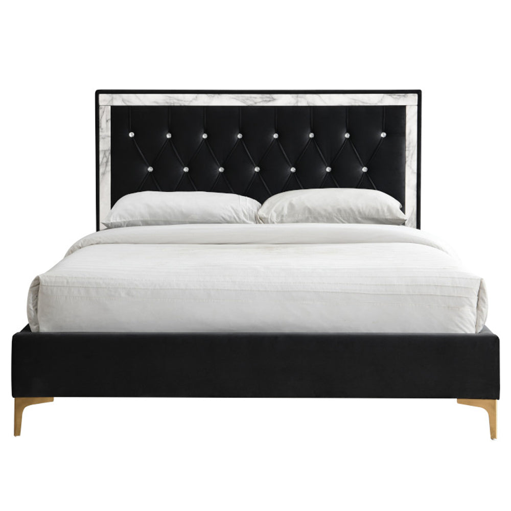 Rowan Black Fabric Queen Bed