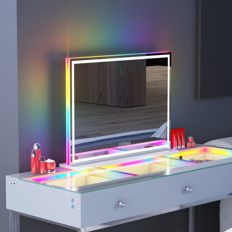 Luxury Hollywood Glow Vanity Mirror with RGB & Bluetooth Speaker