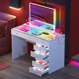 Diana RGB Vanity Desk with Light - 8 Storage Drawers