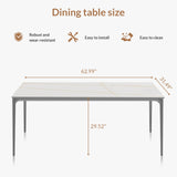 63 inch Marble Sintered Stone Dining Table-White