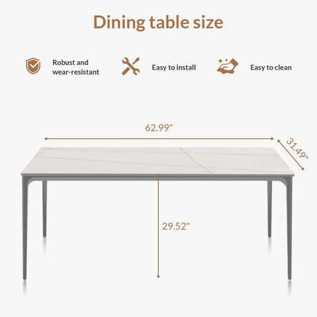 63 inch Marble Sintered Stone Dining Table-White