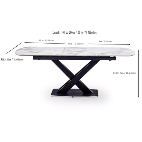 Black powder coated base Extension table