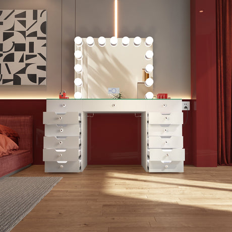 Eva Vanity Desk  - 13 Storage Drawers with Full Light &RGB