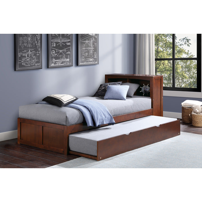 Rowe Dark Cherry Twin Bookcase Bed With Trundle