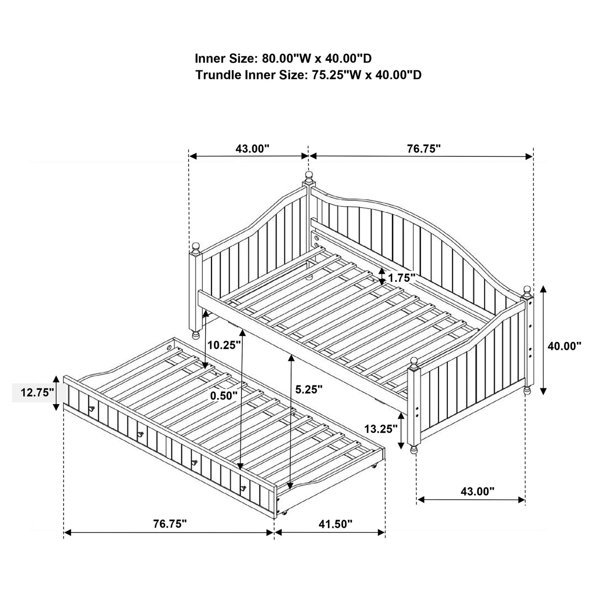 Julie Ann White Wood Twin Daybed With Trundle