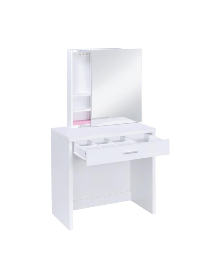 Harvey 2-Piece Vanity Set With Lift-Top Stool White