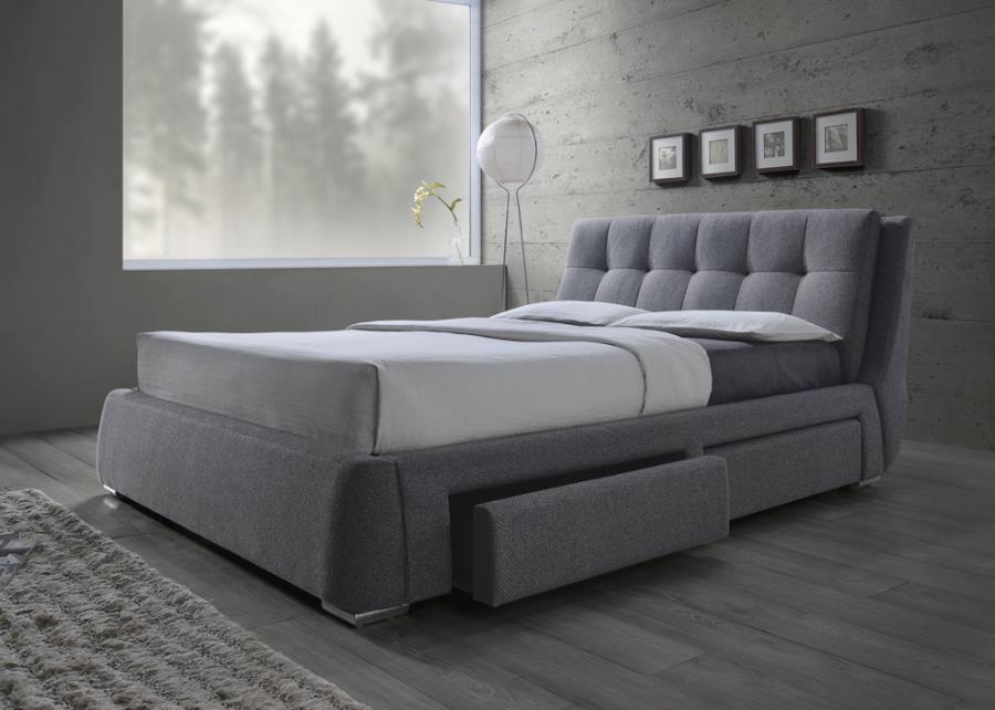 Fenbrook California King Tufted Upholstered Storage Bed Grey